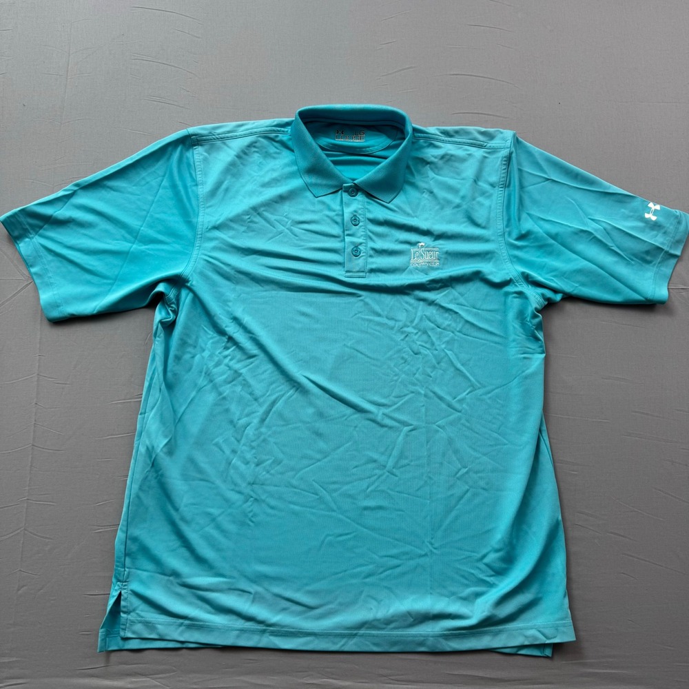 Under Armour HeatGear Polo Shirt Mens Large Blue Le Sueur Country Club Golf LG